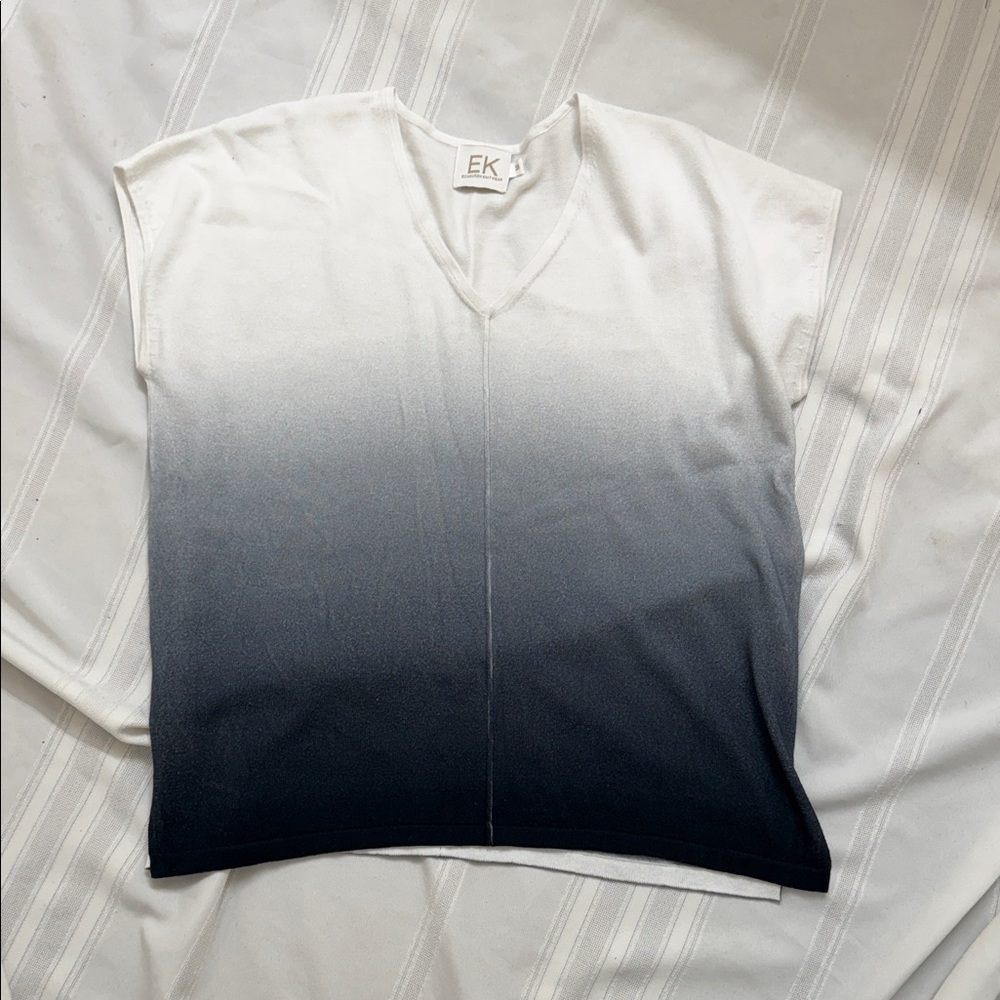 Women's Ombre Blouse - White and Navy 100% Pima Cotton